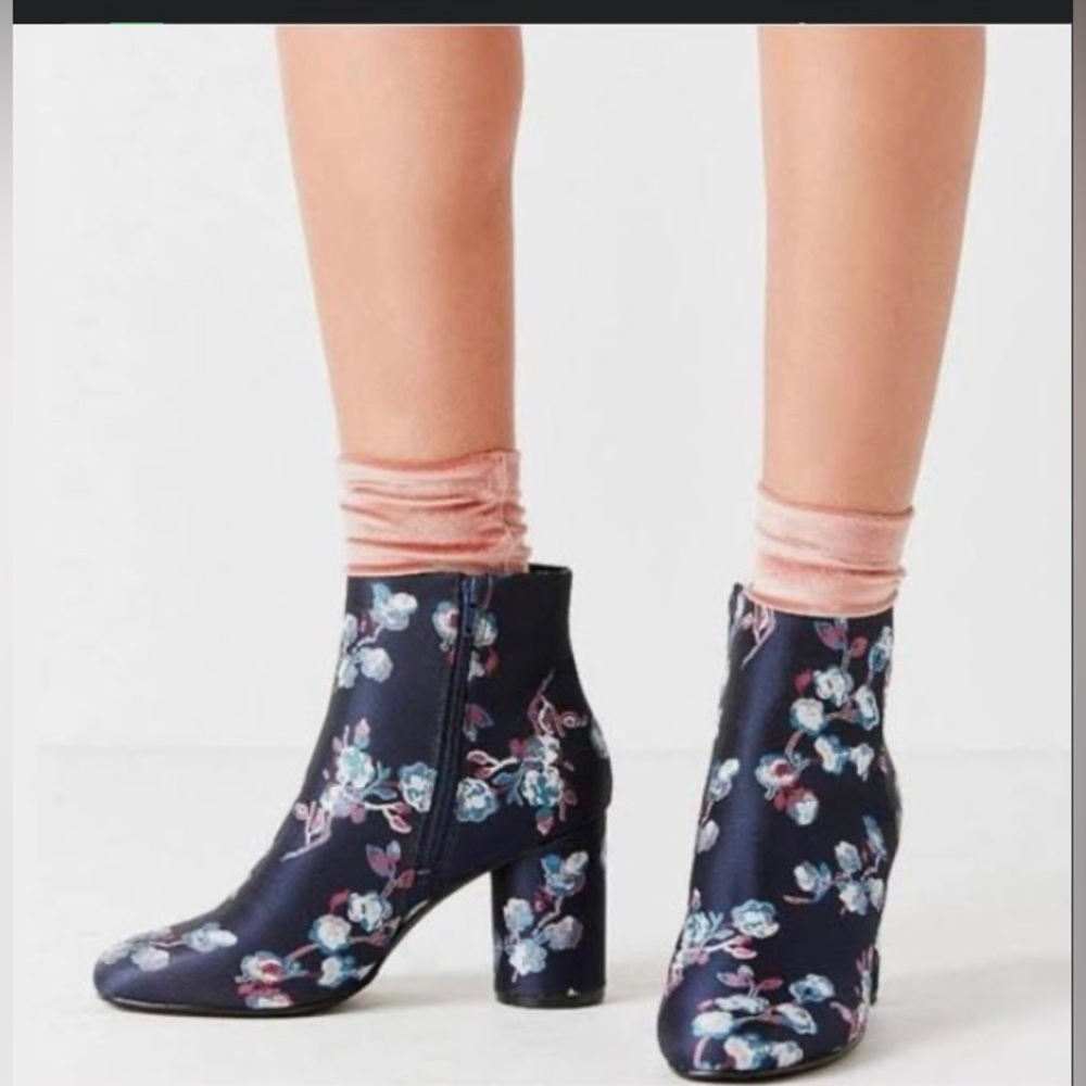 Urban Outfitters Navy floral booties